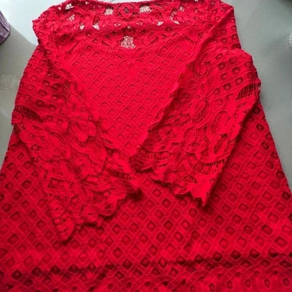 Rafaella Red Lace Top Size 10 - Picture 4 of 12